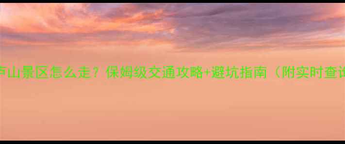 图片 九江到庐山景区怎么走？保姆级交通攻略+避坑指南（附实时查询方式）