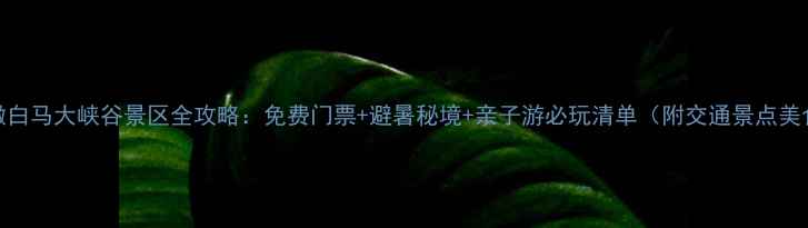 图片 安徽白马大峡谷景区全攻略：免费门票+避暑秘境+亲子游必玩清单（附交通景点美食）