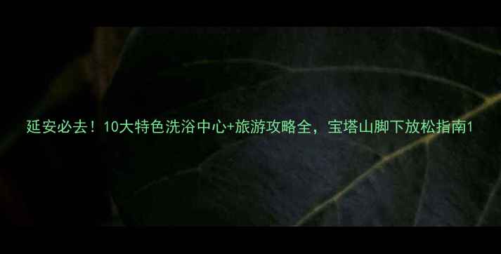 图片 延安必去！10大特色洗浴中心+旅游攻略全，宝塔山脚下放松指南1