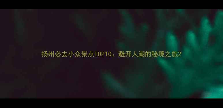 图片 扬州必去小众景点TOP10：避开人潮的秘境之旅2