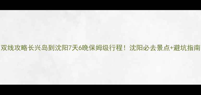 图片 高铁+自驾双线攻略长兴岛到沈阳7天6晚保姆级行程！沈阳必去景点+避坑指南全公开🌟1