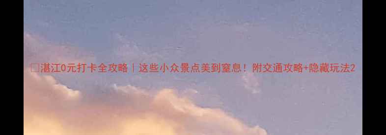 图片 🌊湛江0元打卡全攻略｜这些小众景点美到窒息！附交通攻略+隐藏玩法2