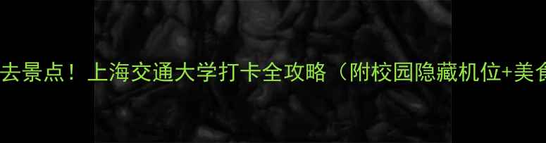 图片 🌟上海必去景点！上海交通大学打卡全攻略（附校园隐藏机位+美食推荐）2