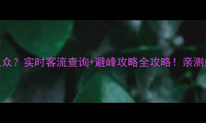 图片 🌟节假日景区人从众？实时客流查询+避峰攻略全攻略！亲测好用平台大公开🔥