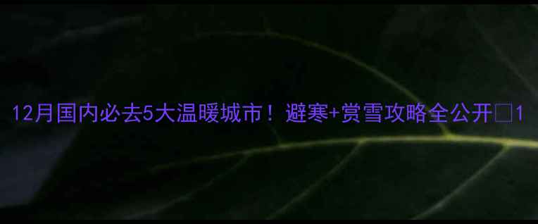 图片 12月国内必去5大温暖城市！避寒+赏雪攻略全公开🔥1