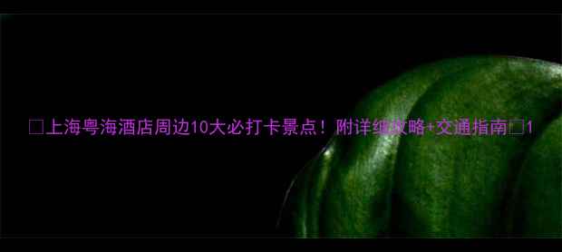 图片 ✨上海粤海酒店周边10大必打卡景点！附详细攻略+交通指南🚇1