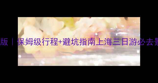 图片 上海自由行3日游攻略最新版｜保姆级行程+避坑指南上海三日游必去景点+美食地图+交通全攻略