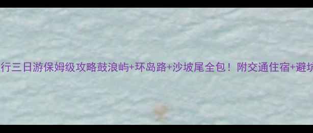 图片 厦门自由行三日游保姆级攻略鼓浪屿+环岛路+沙坡尾全包！附交通住宿+避坑指南🔥1