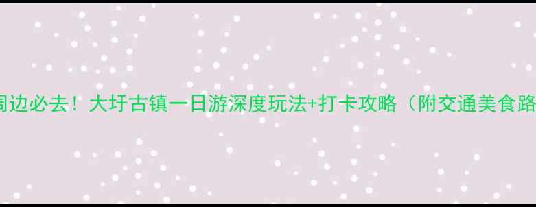 图片 合肥周边必去！大圩古镇一日游深度玩法+打卡攻略（附交通美食路线）1