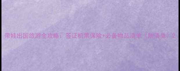 图片 带娃出国旅游全攻略：签证机票保险+必备物品清单（附清单）2