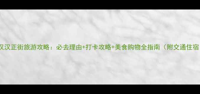 图片 武汉汉正街旅游攻略：必去理由+打卡攻略+美食购物全指南（附交通住宿）2