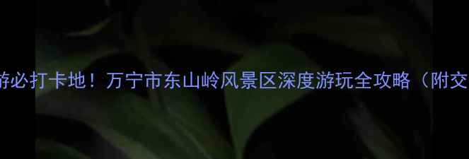 图片 海南岛东线旅游必打卡地！万宁市东山岭风景区深度游玩全攻略（附交通住宿美食）1