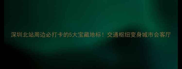 图片 深圳北站周边必打卡的5大宝藏地标！交通枢纽变身城市会客厅