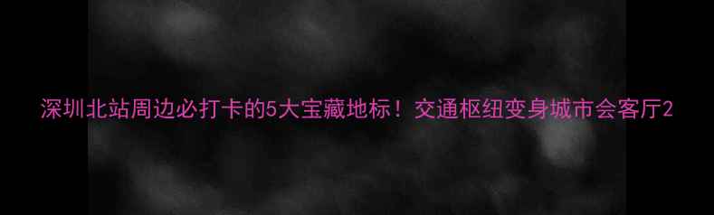 图片 深圳北站周边必打卡的5大宝藏地标！交通枢纽变身城市会客厅2