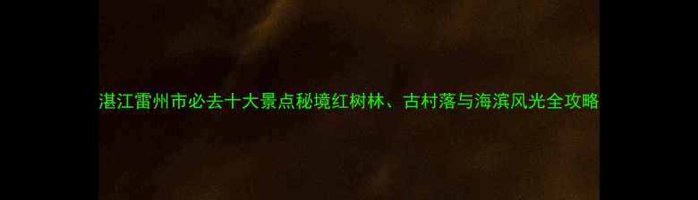 图片 湛江雷州市必去十大景点秘境红树林、古村落与海滨风光全攻略
