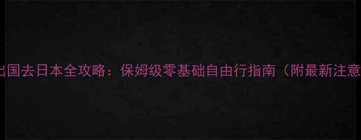 图片 第一次出国去日本全攻略：保姆级零基础自由行指南（附最新注意事项）2