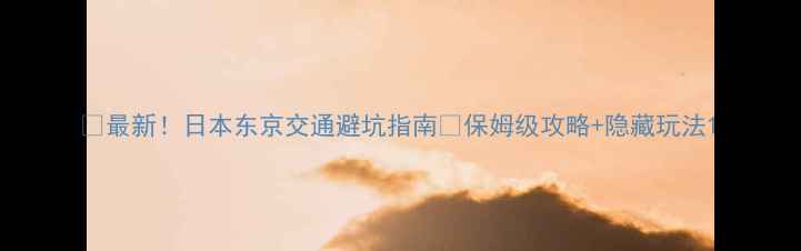 图片 🌟最新！日本东京交通避坑指南🚇保姆级攻略+隐藏玩法1